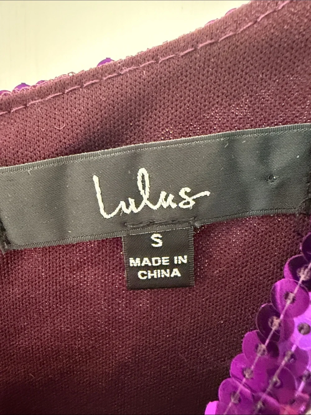 Lulu's Purple Sequin Embroidered Short Sleeve Dress